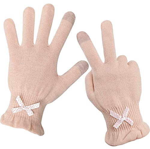Evridwear Eczema Gloves Kids Cotton Moisturizing Gloves for Dry Hands, Eczema, SPA, Overnight Lotion, 2 Pairs with Touchscreen Fingers (Pink Thin)