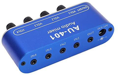 Mixer audio con uscita 4 in 1, corpo in lega di alluminio, jack per cuffie 3,5 mm ad alta corrente, mixer audio stereo, lossless per migliorare il segnale musicale