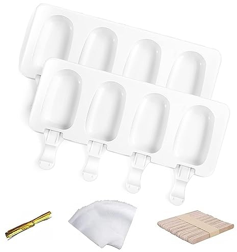 Kleinere Eisformen Eis Am Stiel Silikon Mit 100 Eisstiele Holz 100 Pakettaschen, Wassereis Formen Eis Selber Machen Formen, Eisformen Baby Eis Formen Für Stieleis, Cakesicles Silikonform