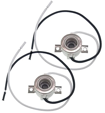JNXQWE E11 Mini Candelabra Ceramic Screw Lamp Holder Base Socket,2-Pack Can Halogen Socket,E11 Lampholder with 8inch Leads 1000W,250V (with Two Hole Mount,Side Wired)