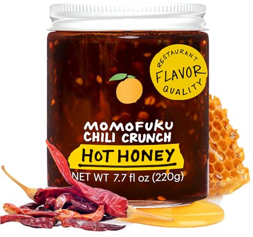 Momofuku Hot Honey Chili Crunch by David Chang 7.7 oz, Oil with Premium Wildflower Honey, Garlic and Shallots, Chili Crisp for Cooking, as Sauce or Topping