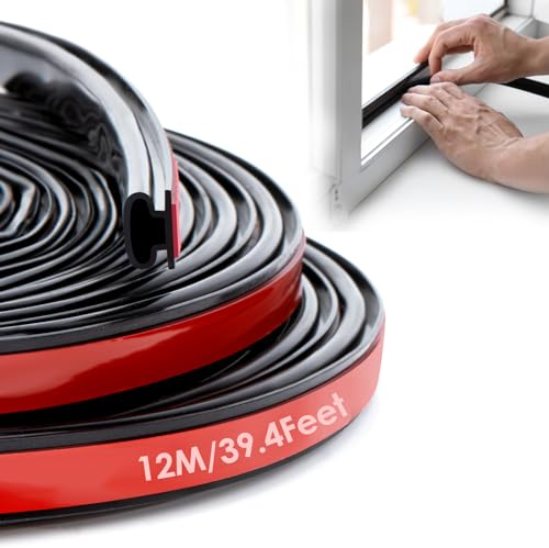 YOUSHARES Dichtungsband Selbstklebend Schwarz 12M - Silikon Dichtung für Fenster/Tür, Fensterdichtung Türdichtung Türrahmen Abdichten, Door Seal, Isolierung Kälteschutz, Schalldämmung, Wasserdicht