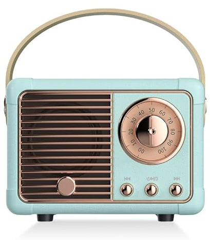 Mini haut-parleur radio Bluetooth rétro - Radio de valise nostalgique avec Bluetooth 5.0, petite radio rechargeable pour le bureau et la maison