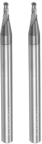 sourcing map 2pcs Ball Nose End Mills CNC Router Bits, 1mm (5/128) Radius Solid Carbide AlTiN Coated 2 Flutes HRC45 2mm (5/64) Diameter 4mm (5/32) Shank Cutter Milling Tools