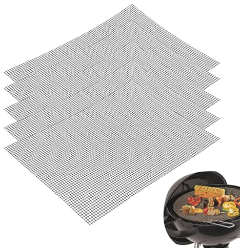 Rejilla para Parrilla Barbacoa, 5 Piezas Alfombrillas para Parrilla, 42x36cm Alfombrilla de Malla de Teflón para Parrilla, Placa para Parrilla, para Parrilla Eléctrica, Horno