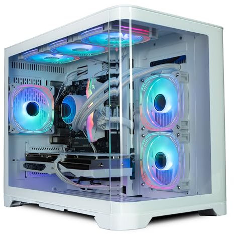 ionz Gaming PC, Ryzen 7 5700X, Radeon RX 9060 XT 8GB, 16GB RGB RAM, 1TB NVMe SSD, 240mm AIO, Windows 11, 600W 80+ PSU, USB WiFi, Flow, White