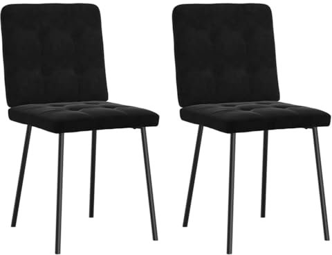 vidaXL Esszimmerstühle 2 STK. Schwarz Samt, Stuhl, Wohnzimmerstuhl, Restaurantstuhl, Küchenstuhl, Beistellstuhl, Samtstuhl, Esstischstuhl, Essstuhl