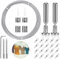 Wall Mount Set 5M, Stainless Steel Curtain Wire,Seilspanngarnitur, Wäscheleine mit 20 Metall Clips, Gardinenseil Vorhang Seilspanngarnitur Gardinen, für Vorhang,Wäscheleine, Duschvorhänge,Fotos