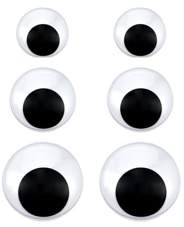 TOAOB 6pcs Wiggle Googly Eyes with Self Adhesive Plastic Sticky Wobbly Eye 40mm 50mm 60mm Round Black White for DIY Soft Doll Making Plush Crochet