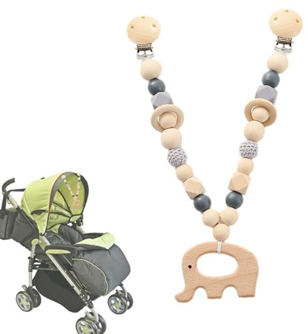 Pram Toy | Sensory Pushchair Toy Wooden Chain Charm,Stroller Charm Decoration for Outdoor Shopping, Traveling, and Walking