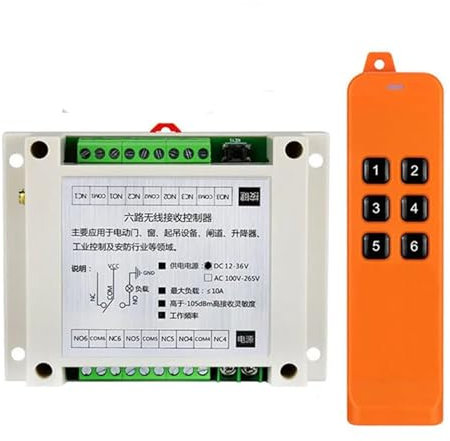 Contrôleur Radio sans fil RF, 2000m, DC12V 24V 36V 6CH, télécommande sans fil RF, système de pont roulant, récepteur, télécommande 868Mhz(Blue)