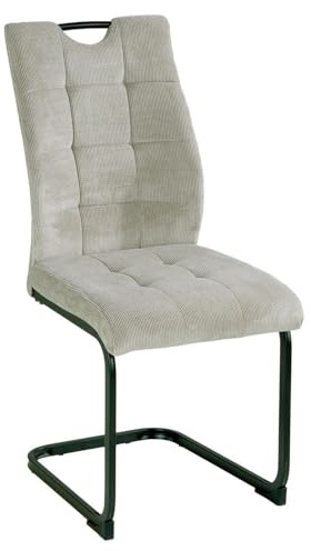 Home4You Schwingstuhl - Beige - Schwarz - Mikrofaser - Webstoff - Metallgestell