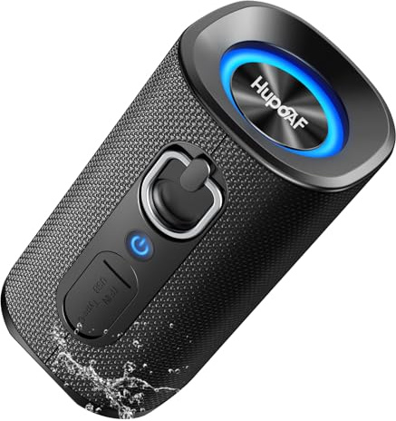 Hupoaf Bluetooth Lautsprecher mit Licht, 30W Musikbox Bluetooth 5.4, Bass Boost Box mit IPX7 Wasserschut, 30 Sth Akku,Kabellose Stereo Pairing,Outdoor Lautsprecher für Reisen, Sport, Party, Radfahren