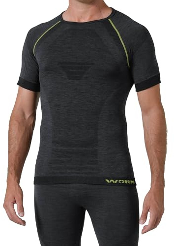 NOLOGO KATIACALZE Maglia Termica Uomo Manica Corta Lana Merino - Intimo Termico Uomo Invernale da Lavoro, Tecnico, Elasticizzato, Senza Cuciture, Traspirante e Leggero- Made in Italy