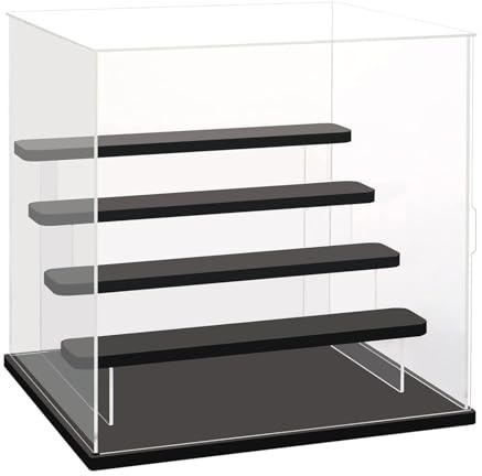 4 Tier Clear Acrylic Display Stand Case, Assemble Dustproof Display Box Showcase for Collectibles, Models, Mini Figures, Pop Mart, Action Figures, Organizer Box with Door (4-Tier)