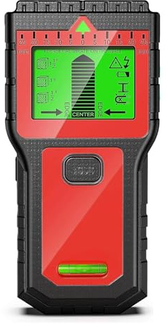 Détecteur mural 8 en 1 multi-mode avec écran LCD et alerte sonore, outil de détection de câbles en métal et bois, rouge