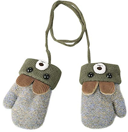 Moufles Bébé Thermique Gants Hiver Automne Epais Mitaines Tricoté Crochet Chaud Douce Gants Plein-Doigts Motif Cartoon Mignon Gloves Ski Snowboard Camping Vélo pour Enfants Garçons Filles 0-3 Ans