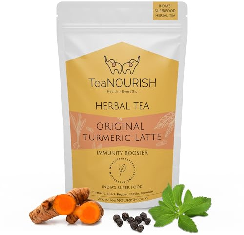TeaNOURISH Original Turmeric Latte | Golden Milk Powder | Authentic Indian Remedy | Reduces Inflammation & Supports Immunity | 100% NATURAL INGREDIENTS - 3.53oz/100g
