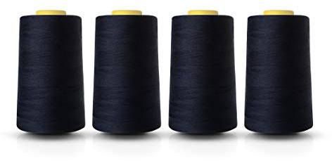 Realm Overlocking Sewing Machine Polyester Thread x Four 5000 Yards Cones White Black Natural Navy Red (Navy)