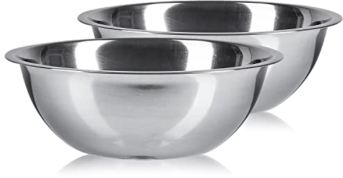 Pullmer Küchenschüssel 2er Set aus Edelstahl, ideal als Müslischale, Salatschüssel, Rührschüssel, Servierschüssel, Schüssel rund, lebensmittelecht und spülmaschinengeeignet (Ø 16 cm)