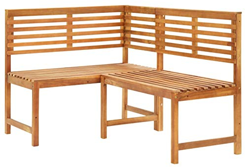 Camerina Garten-Eckbank 140 cm Massivholz Akazie Balkonbank Kleiner Balkon Garten Sitzbank Balkon Eckbank Grand Patio Gartenbank