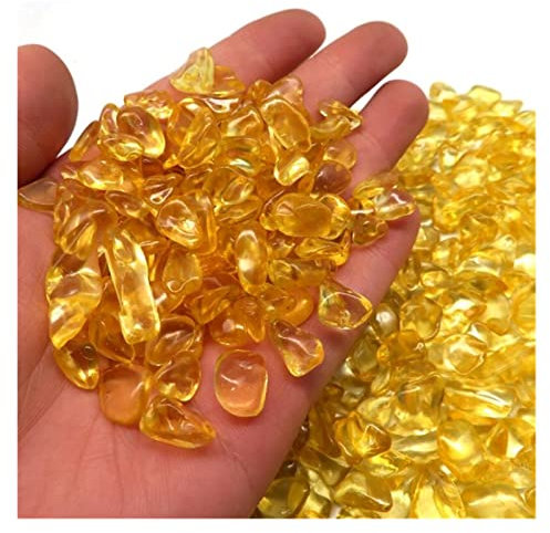 BIANMTSW 300 g di Ghiaia cristallina in Pietra di Vetro Giallo in Pietra Gialla 9mm-12mm Collezioni di casa