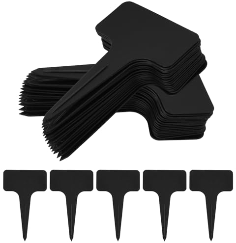 Lot de 100 étiquettes pour plantes - En plastique - Pour l'extérieur - Résistantes aux intempéries - 10 x 6 cm - Pour légumes, fleurs, plantes en pot, herbes (noir)