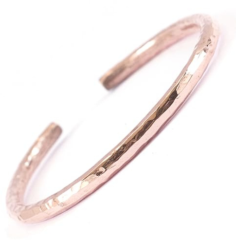 Generico Bracciale Rotondo in Rame Puro Martellato, Regolabile Unisex, Hippie Boho, Fatto a Mano in Nepal