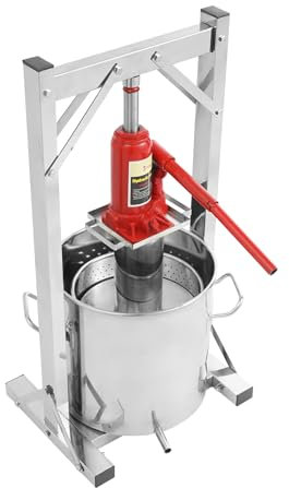 KAPIPALA Prensa de frutas de acero inoxidable de 12 litros, prensa de frutas, bayas, exprimidor de verduras, exprimidor con ayuda hidráulica para prensar vino de arroz, miel, verduras, vino