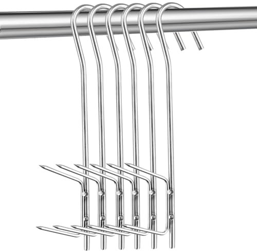 5 ganci per affumicatura, in acciaio inox, per appendere pesce affumicato, carne, salsiccia (21 cm)
