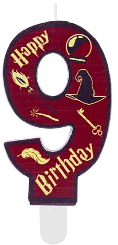 Bougie Chiffre 9 Anniversaire École de Magie - Décoration de Gâteau pour Enfants 9 Ans, Thème Sorcier Garçon et Fille, Accessoires Anniversaire Magique pour Fête d'Enfant