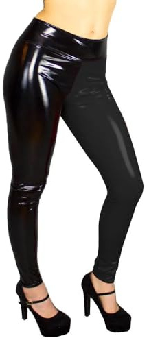 Leggings en Cuir PVC à la Mode Collants Taille Basse Femmes Pantalons de Costume Skinny Sexy Femme