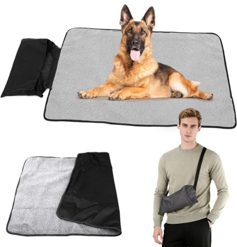 Hundfilt för resan, vikbar vattentät husdjursfilt campingfilt hund katt matta värmande filt, hundmatta för utomhus inomhus stor resefilt för husdjur, 100 x 70 cm (svart)