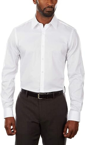 Van Heusen Men's Dress Shirt Slim Fit Flex Collar Stretch Solid, White, 17.5 Neck 32-33 Sleeve