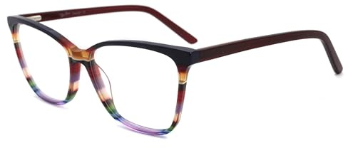 RICH MODE Übergroße mehrfarbige rote Brille nicht verschreibungspflichtiger optischer Acetatrahmen für Frauen und Mädchen