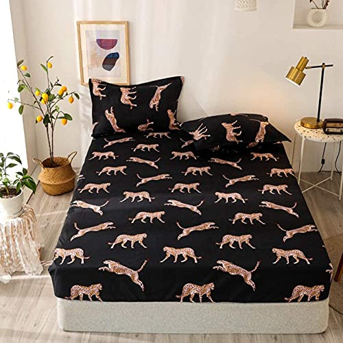 Set di biancheria da letto Loussiesd con motivo leopardato, per ragazze, stile animali selvatici di lusso, misura singola, per donne, con stampa ghepardo, per ragazzi e adolescenti, nero, marrone