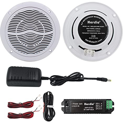Herdio 6,5 Zoll 120 Watt Bluetooth Deckenlautsprecher, wasserdichte Einbaulautsprecher, Bündige Montage Sound, Perfekt für Innen und Außenbereich, Schlafzimmer, Heimkino, überdachte Veranden (Weiß)