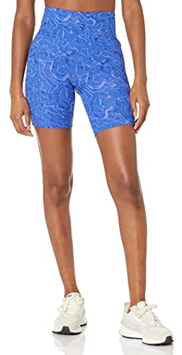 Amazon Essentials Active Sculpt High Rise 7 Pantaloncini da Bici con Tasche, Multicolore Marmo, M