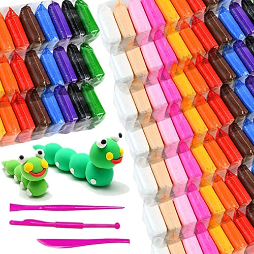 AIR DOUGH 12 Farben (120 Stk) Kinder Knete Kinderknete Modelliermasse Lufttrocknend Ton Set Für Kinder Knetmasse Plastilin Für Kinder Foam Clay Polymer Clay Spielzeug Mädchen Geschenke Jungen Mädchen