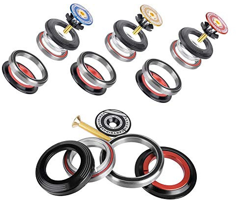 Entretoise de Jeu de Direction de Vélo, Vélo de Montagne 1-1/8 Po 1-1/2 Po Fourche Avant Conique 42Mm 52Mm Kit de Direction Roulement en Alliage Semi-Intégré Fourche À Tube Droit Interne (Noir)