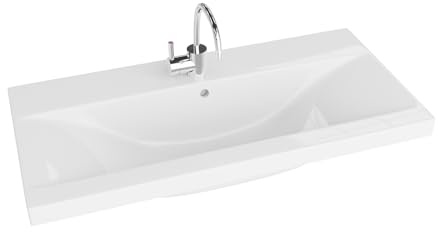 LAVITA Lavabo per mobili California 800 con troppopieno e foro per rubinetto, in porcellana di alta qualità, 81 x 39 x 17 cm, bianco lucido