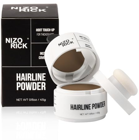 NIZORICK Hairline Powder,Root Touch Up Hair Color, Instantly Conceals Hair Loss, Root Cover Up Powder for Thinning Hair,Waterproof & Long Lasting 4.5g/0.15oz(Medium Brown)
