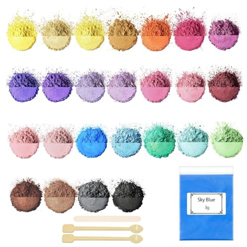 Ovaletta 25 Colore Resina Epossidica 3g, Mica Powder, Set Candele Fai da Te, Pigmenti Colorati per Polvere da Colata, Bombe da Bagno Fai da Te, Polvere Pigmentata Fai da Te per Colore Sapone, Candela