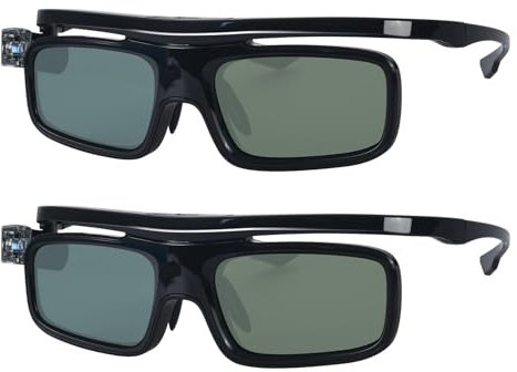 Lot de 2 paires de lunettes 3D à obturation active - Rechargeables - Convient pour projecteur DLP-Link 3D