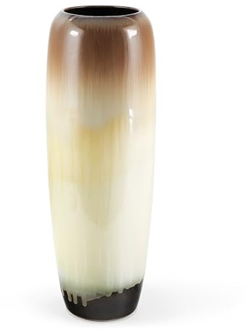 fanquare Hauts Vases Sols Debout 50cm, Céramique Brune Mince Vase d'herbe de la Pampa, Moderne Décoratif Grand Vase de Fleurs pour cheminée Salon Pièces centrales Maison Décoration