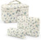GSenhui 3pcs Kosmetiktasche Damen Gesteppte Kulturtasche Set Make Up Tasche mit Blumenmuster, Kulturbeutel Wasserdicht Tragbare Schminktasche Cute Cosmetic Bag für Mädchen