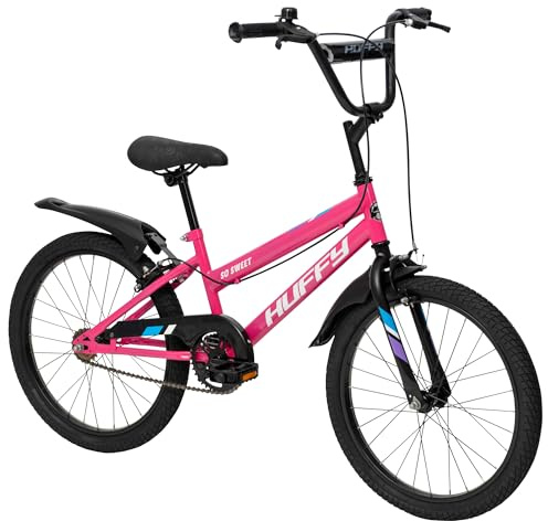 Huffy So Sweet cykelkollektion för barn – 30 cm, 40 cm, 50 cm flickcyklar med stabilisatorer, dubbla bromsok och justerbart säte, rosa, vit, blå eller lila, åldrarna 3–9, roliga mönster