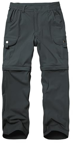 Kids' Cargo Pants, Boys Convertible Hiking Pants, Boy Zip Off Outdoor Casual Pants Quick Dry Climbing Trousers for Youth (US, Alpha, Medium, Regular, Iron Grey)