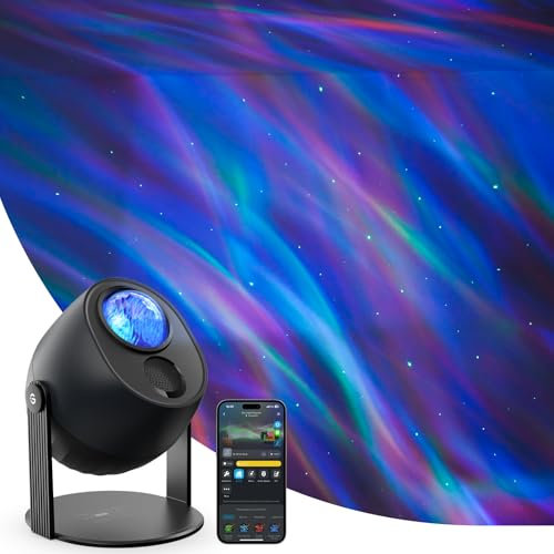 Govee Star Projector LED, RGBW Aurora Galaxy Light Projector Works with Matter & Alexa, 52+ Scenes & 16 Million Colours, 18 White Noises & Bluetooth Speaker, Kids Night Light for Bedroom Living Room