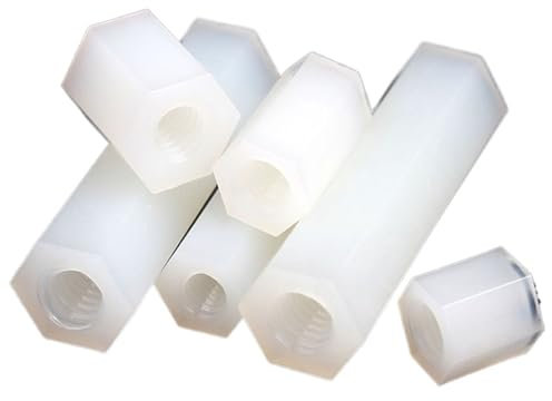 Lkq-Socket Cap Screws M2 M2.5 M3 M4 White Hex Nylon Standoff Spacer Column Head Double Pass Nylon Plastic Spacing Screws, 50Pcs, Strong and wear-resistant(12mm,M2.5)